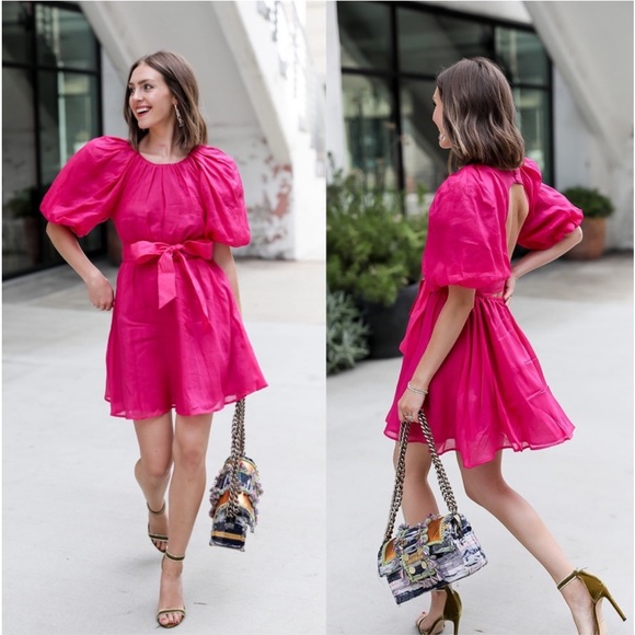 Banana Republic Ramie Open Back Dress Dark Magenta NWT Size Medium - Picture 2 of 4